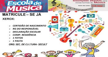 Inscrições aberta para as novas turmas para a escola de musica  11 de fevereiro de 2019